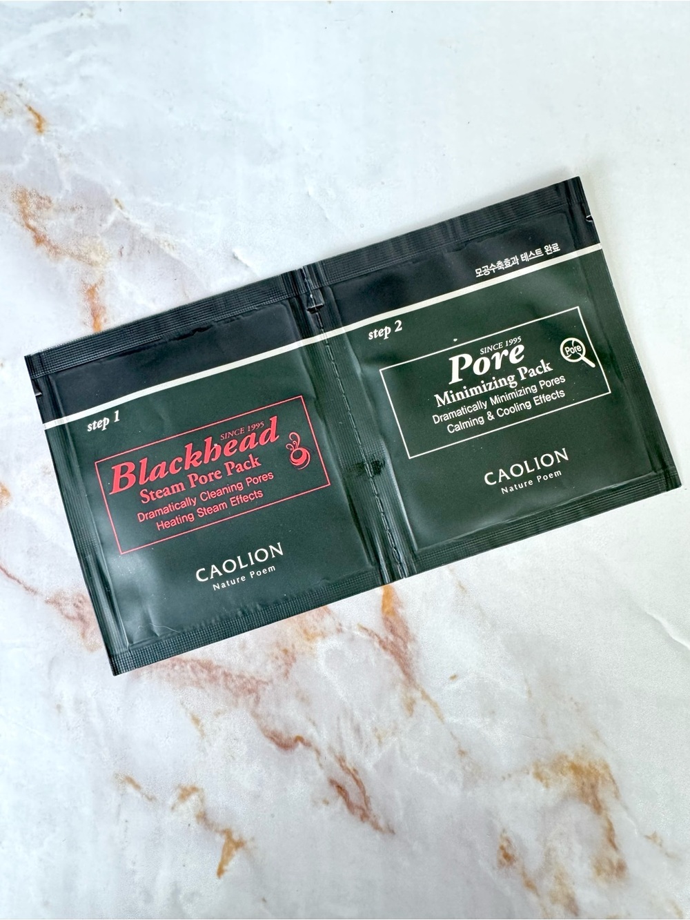 Caolion Blackhead Steam Pore Pack and Pore Minimizing Pack Duo Step 1 & 2